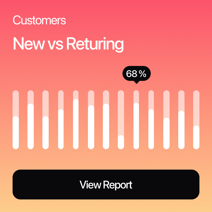 Analytics dashboard card - new vs returning customers bar chart
