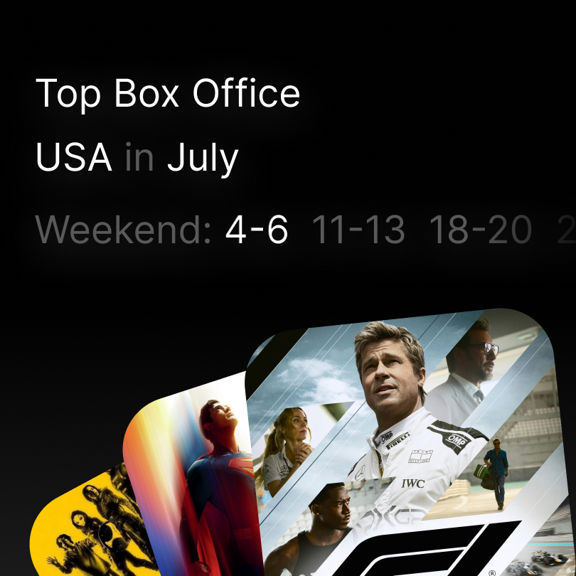 Movie box office app UI with stacked poster cards