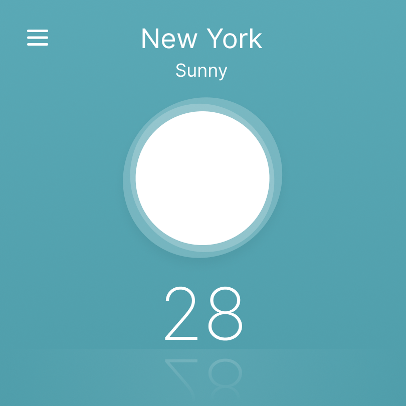 Weather app UI design - sunny day in New York