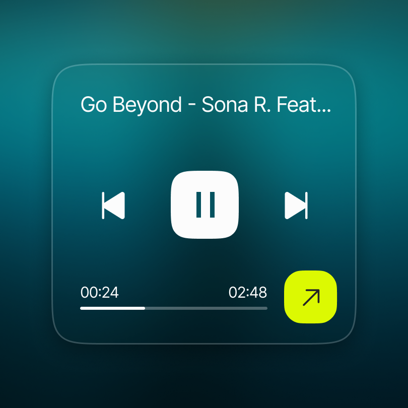 Glassmorphic music player widget UI design