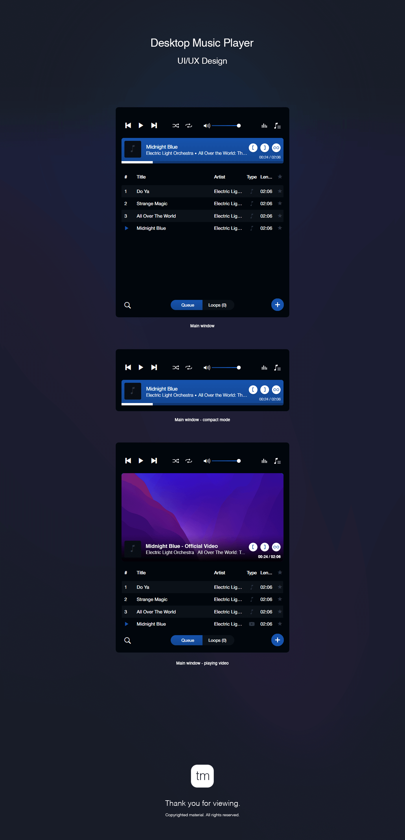 Desktop music player - User Interface