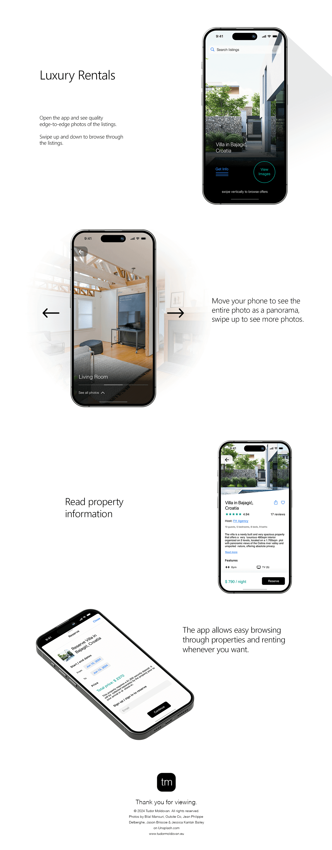 Luxury rentals app - User Interface