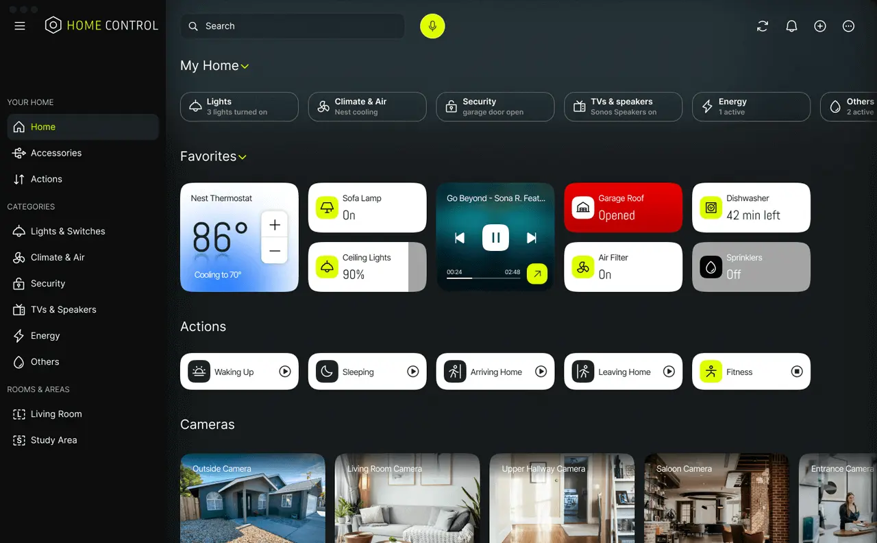 Smart home management app
